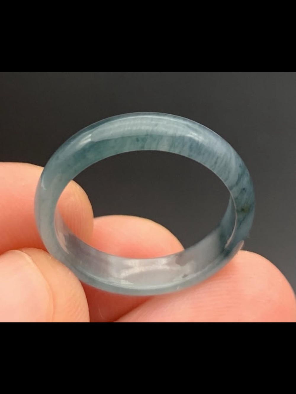 Green blue certificate jadeite jewelry jade luck happiness thin ring size6.5